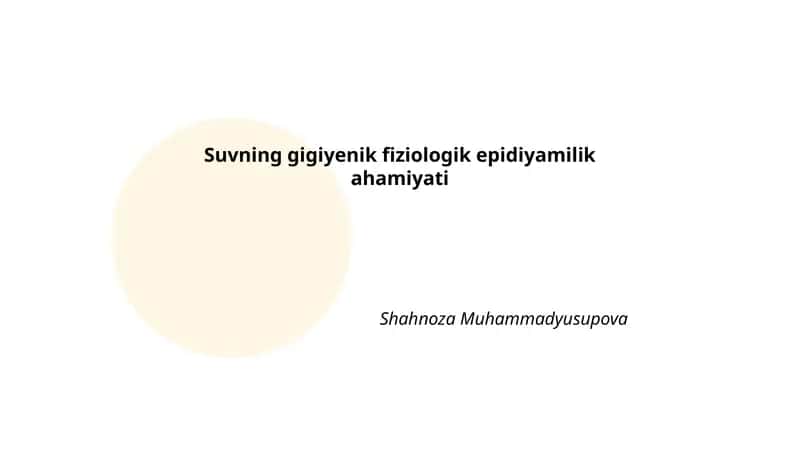 Suvning gigiyenik fiziologik epidiyamilik ahamiyati 1