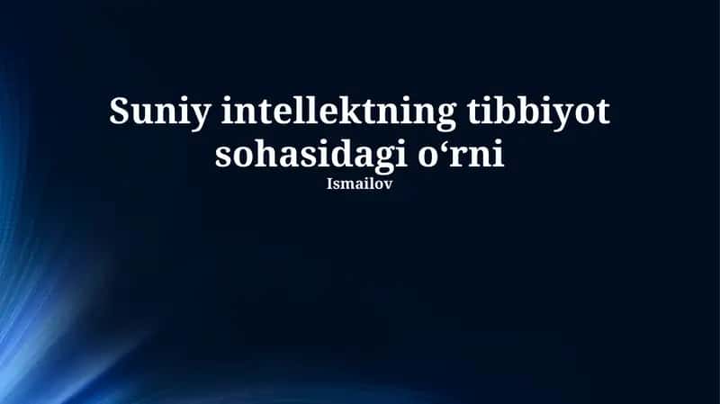 Sun'iy intellektning tibbiyot sohasidagi oʻrni 1