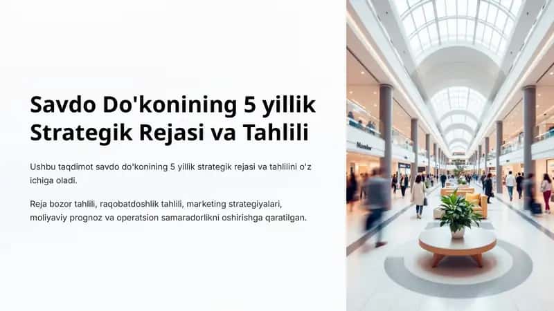 Savdo Do'konining 5 yillik Strategik Rejasi va Tahlili 1