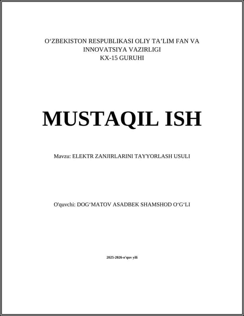 Elektr zanjirlarini tayyorlash usuli 1