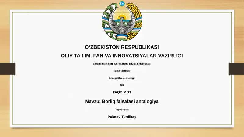 Borliq falsafasi antalogiya 1