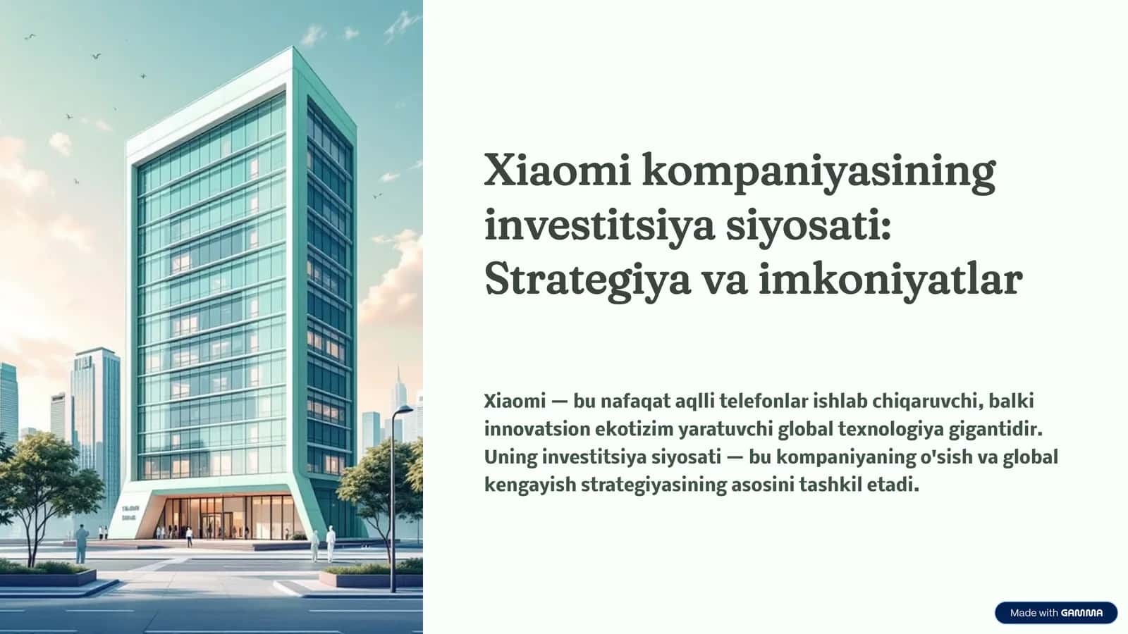 Xiaomi kompaniyasining investitsiya siyosati Strategiya va imkoniyatlar 1