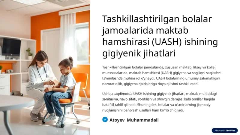 UASH ishining gigiyenik jihatlari 1