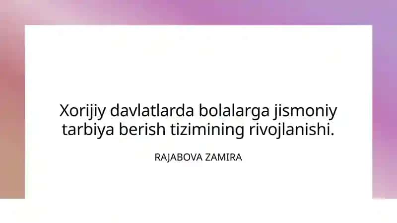 Bolalar uchun jismoniy tarbiya tizimlari rivoji