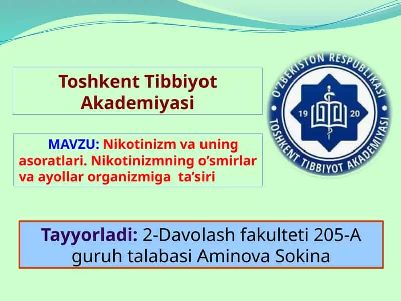 Nikotinizm va uning asoratlari 1