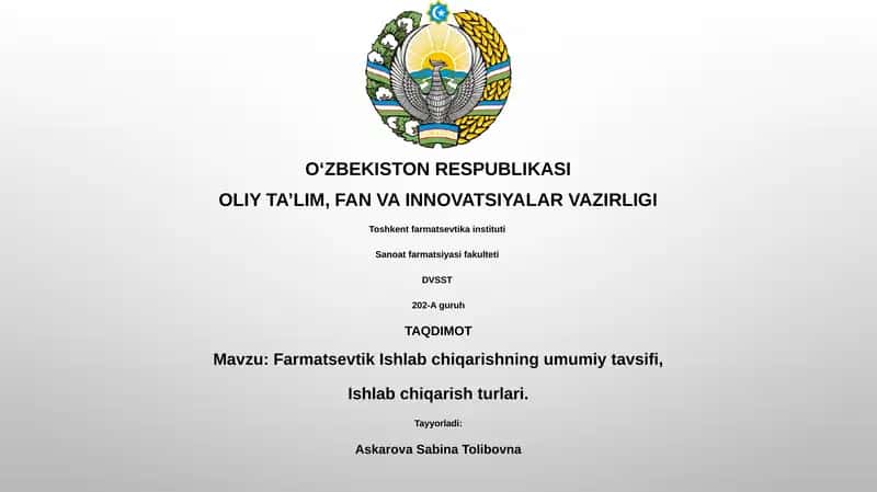Farmatsevtik Ishlab chiqarish 1