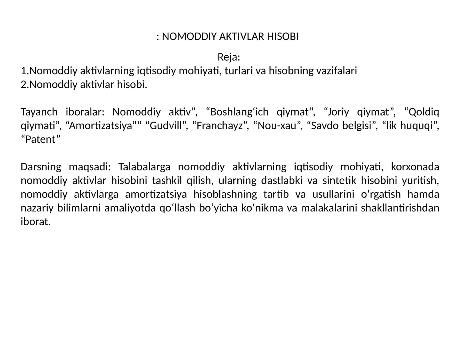 NOMODDIY AKTIVLAR HISOBI 1
