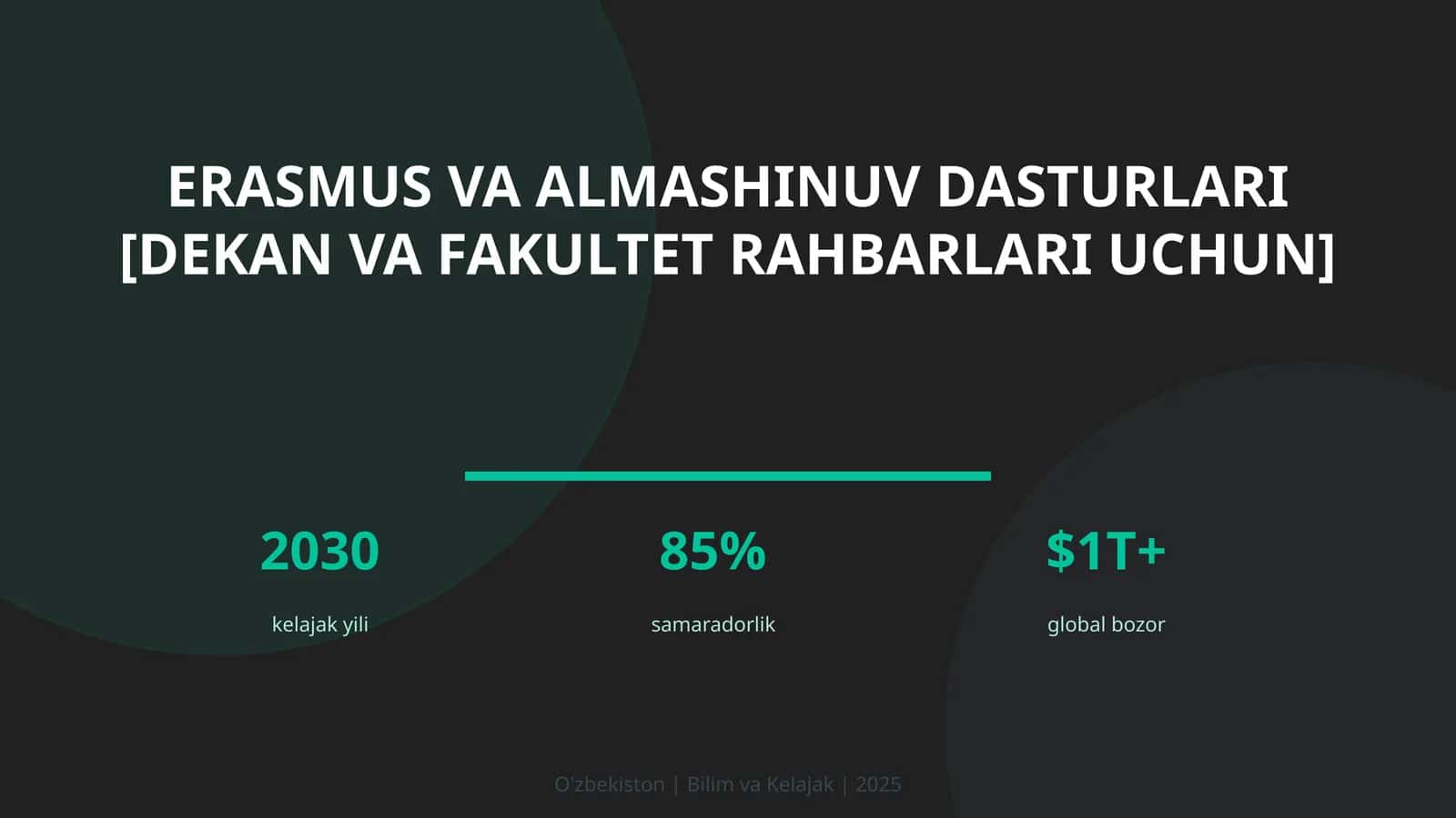 Erasmus va almashinuv dasturlari [dekan va fakultet rahbarlari uchun] 1