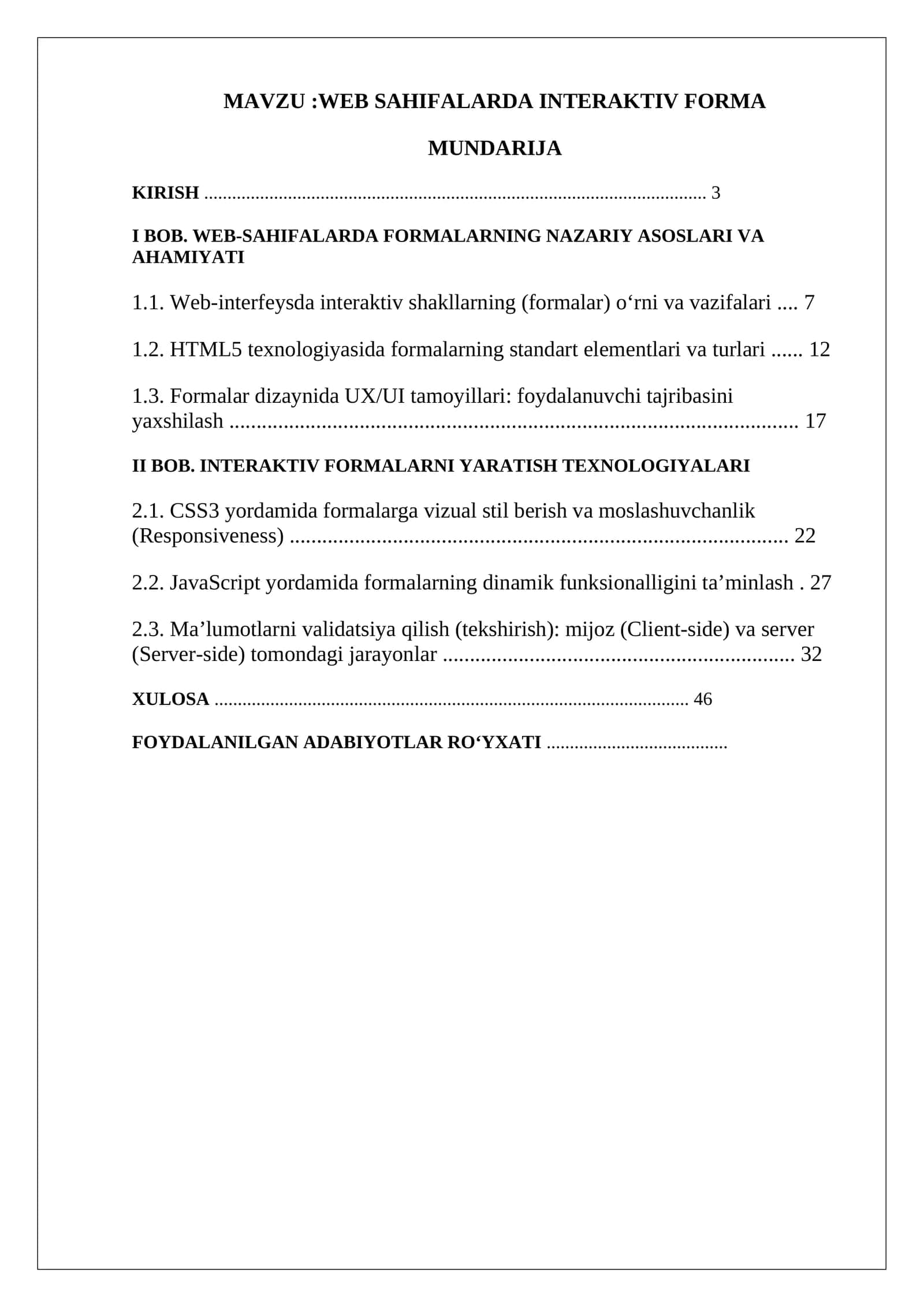 WEB SAHIFALARDA INTERAKTIV FORMA 1