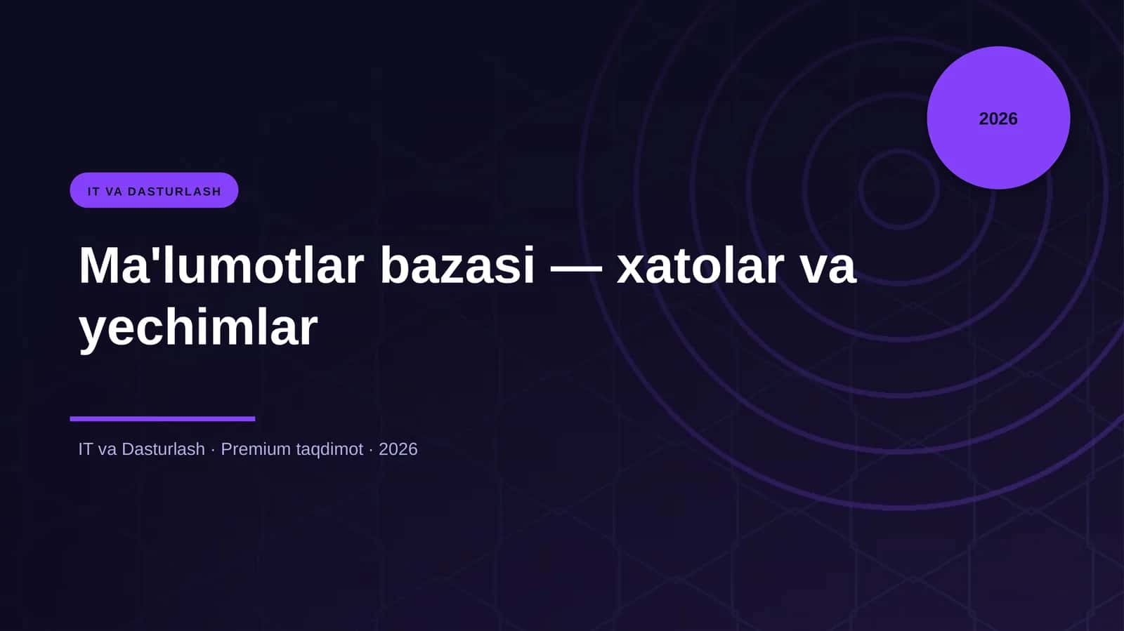 Ma'lumotlar bazasi — xatolar va yechimlar 1