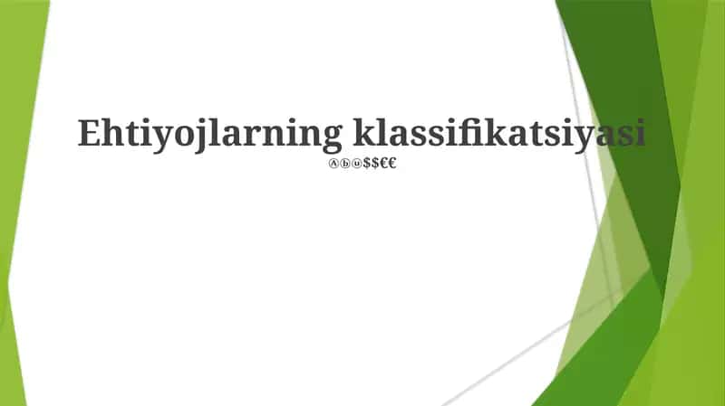 Ehtiyojlarning klassifikatsiyasi 1