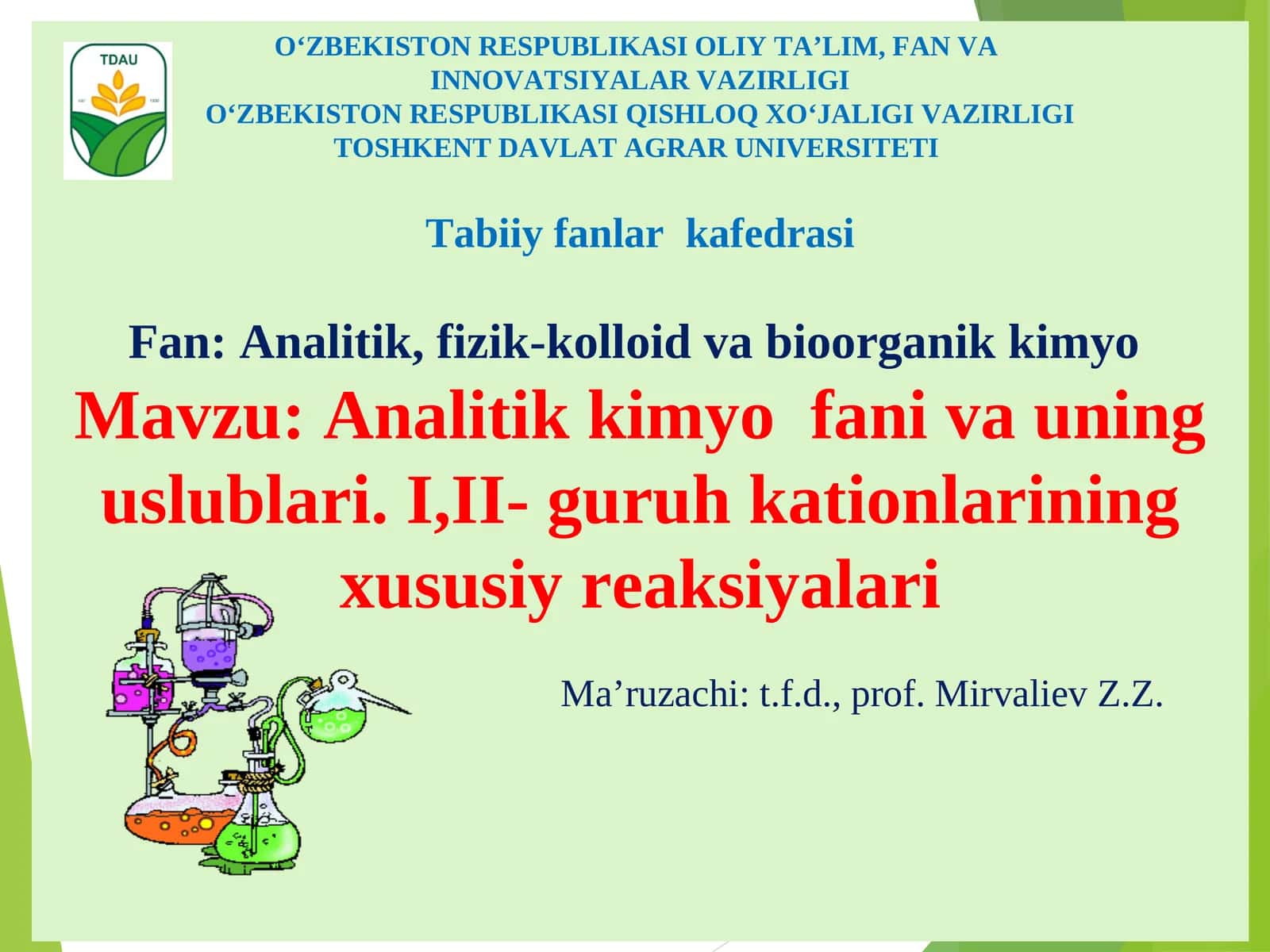 Analitik kimyo fani va uning uslublari 1