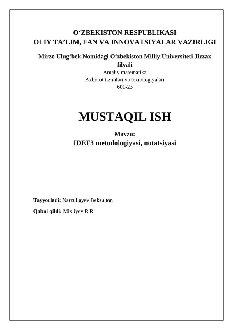 IDEF3 metodologiyasi 1