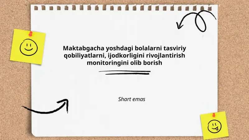 Maktabgacha yoshdagi bolalarni tasviriy qobiliyatlarni, ijodkorligini rivojlantirish monitoringi 1