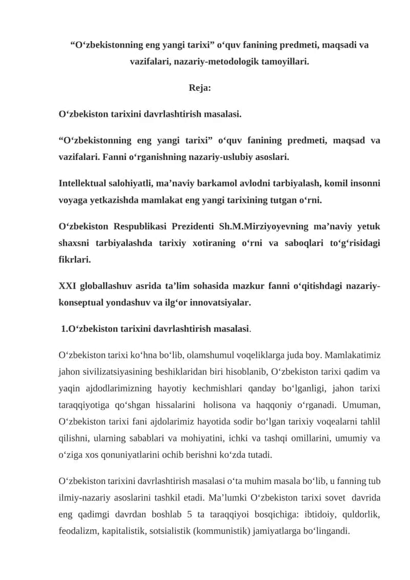 O‘zbekistonning eng yangi tarixi 1