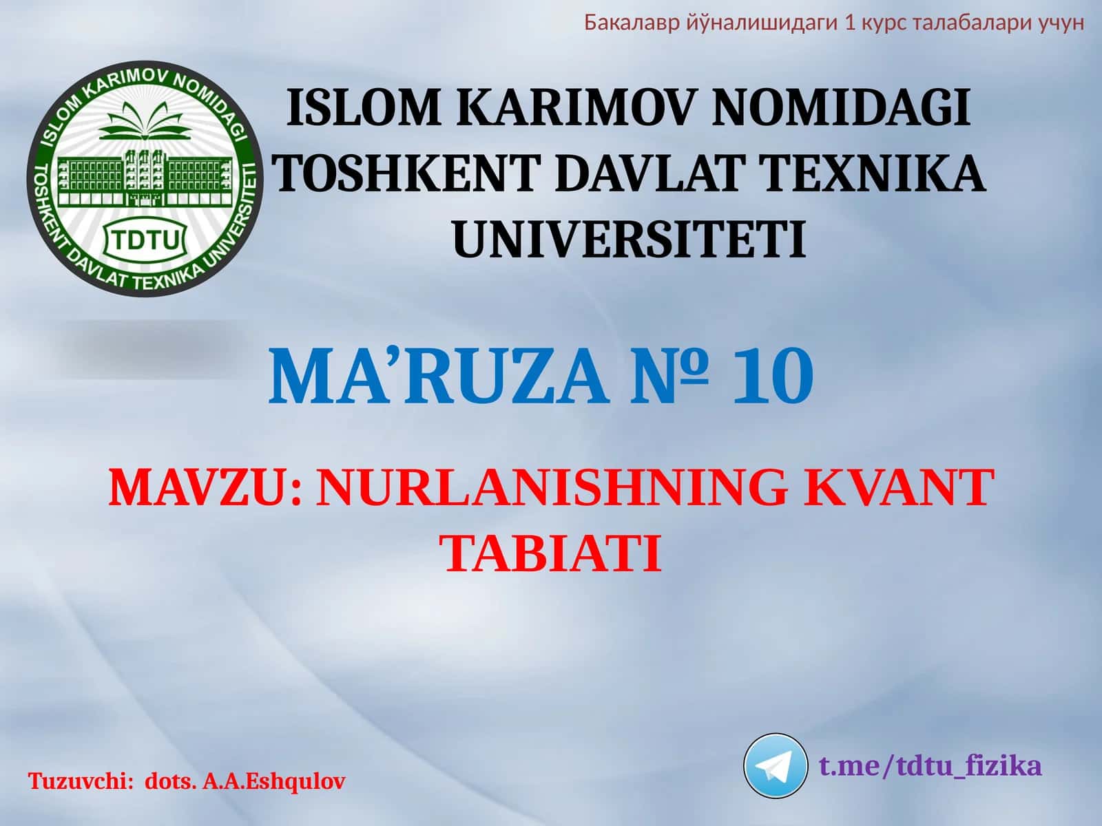 NURLANISHNING KVANT TABIATI 1