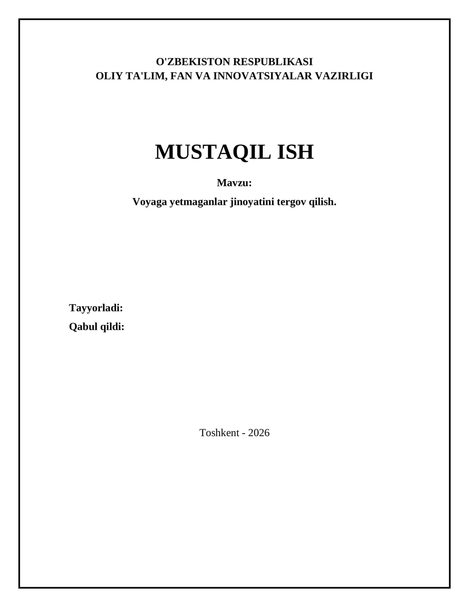Voyaga yetmaganlar jinoyatini tergov qilish 1