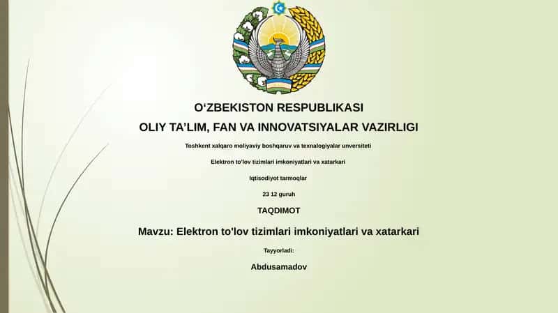 Elektron to'lov tizimlari imkoniyatlari va xatarkari 1
