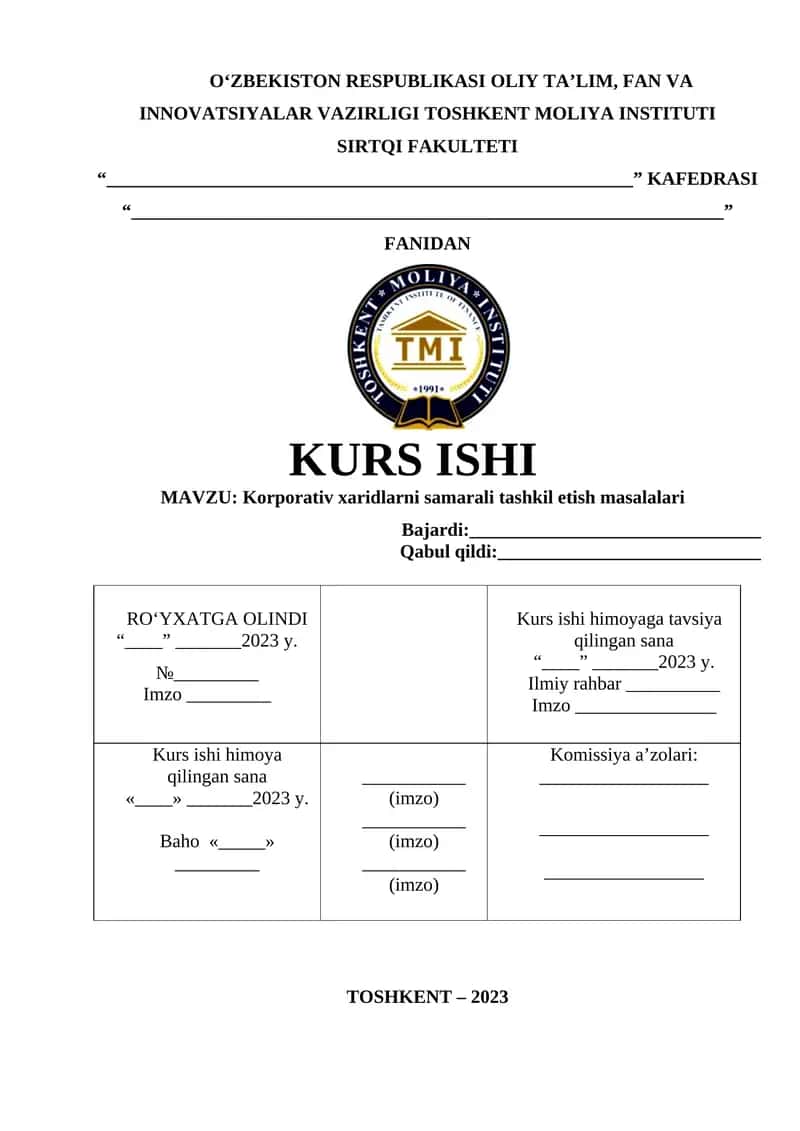 Korporativ xaridlarni samarali tashkil etish masalalari 1