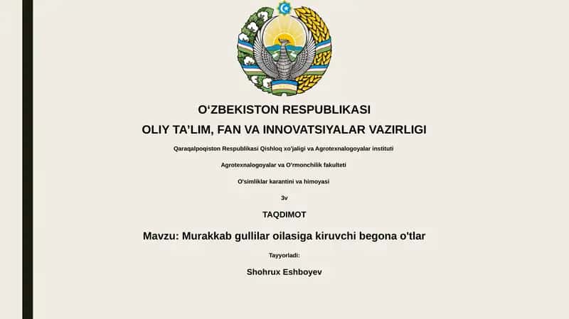 Murakkab gullilar oilasiga kiruvchi begona o'tlar 1
