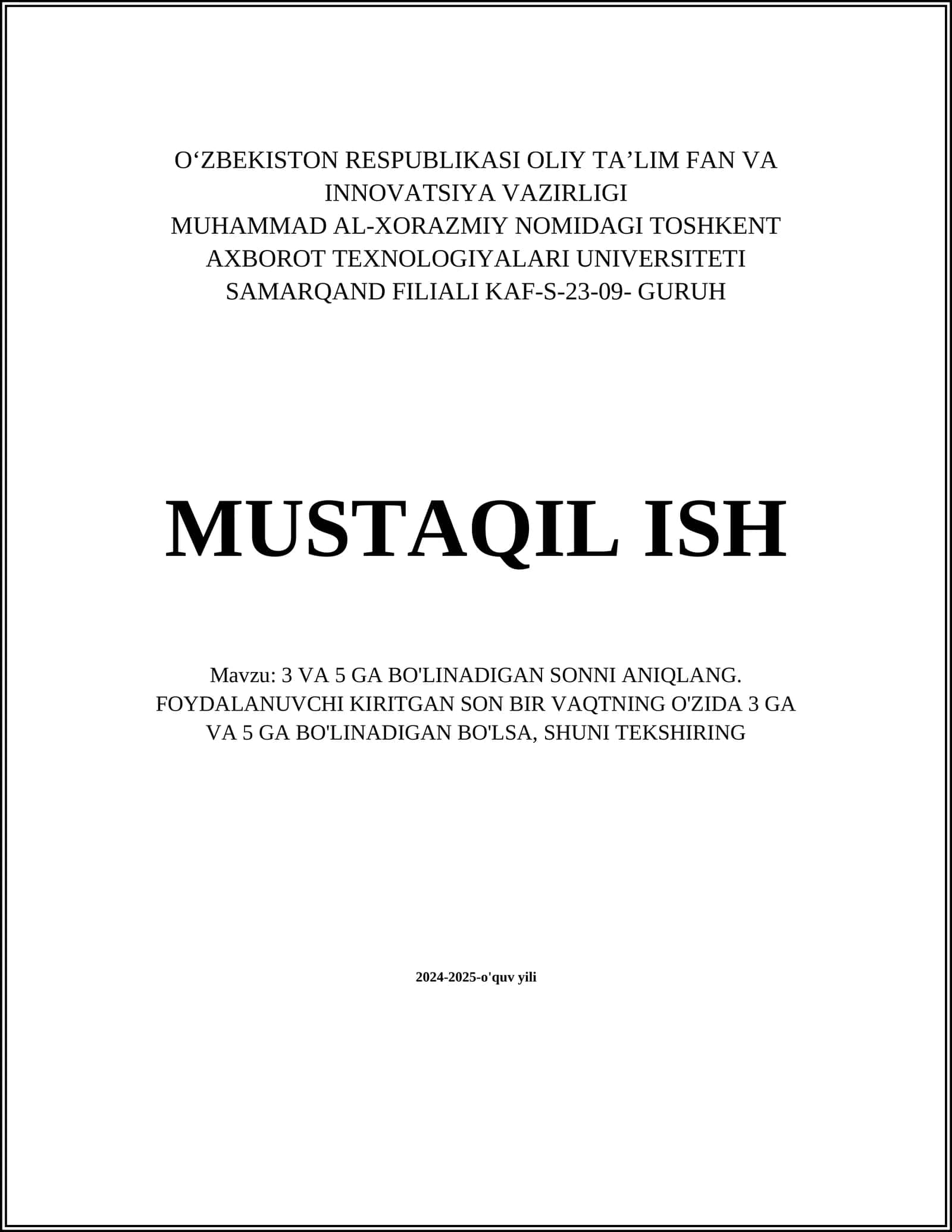 Matematikani o'rganish 1