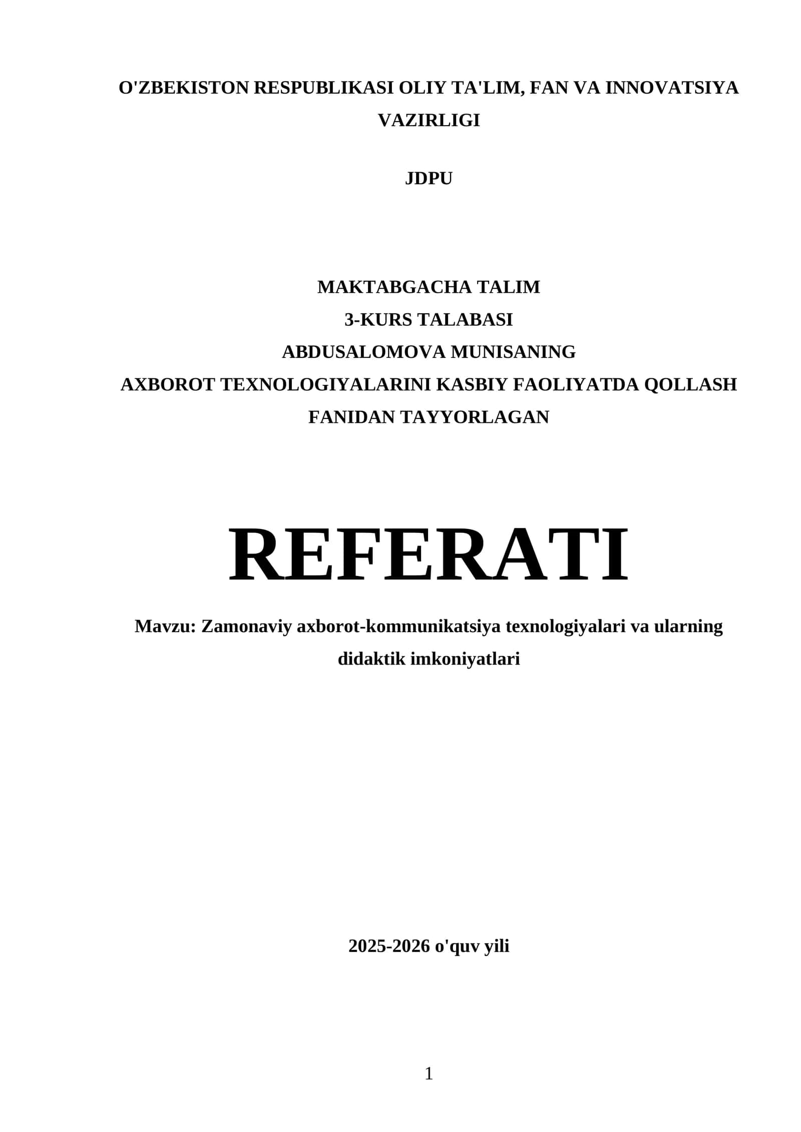 Zamonaviy axborot-kommunikatsiya texnologiyalari va ularning didaktik imkoniyatlari 1