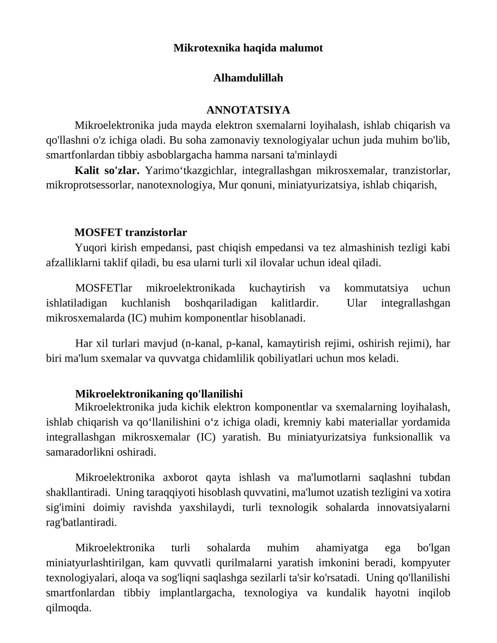 Mikrotexnika haqida malumot 1