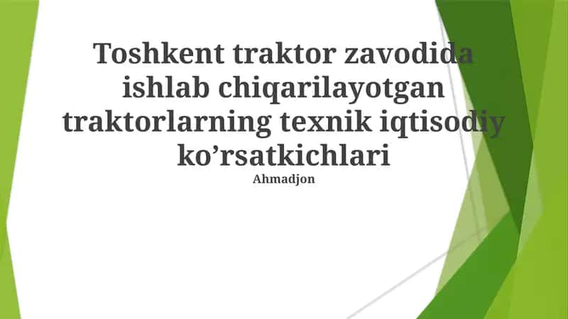 Toshkent Traktor Zavodida Ishlab Chiqarilgan Traktorlarning Texnik Ko'rsatkichlari 1
