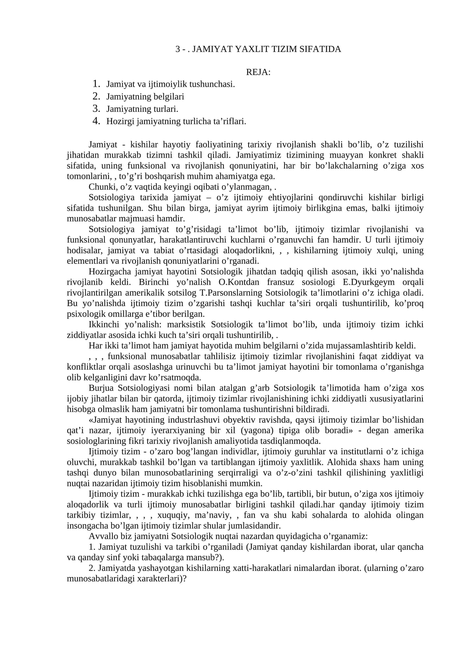 Jamiyat Yaxlit Tizim Sifatida 1