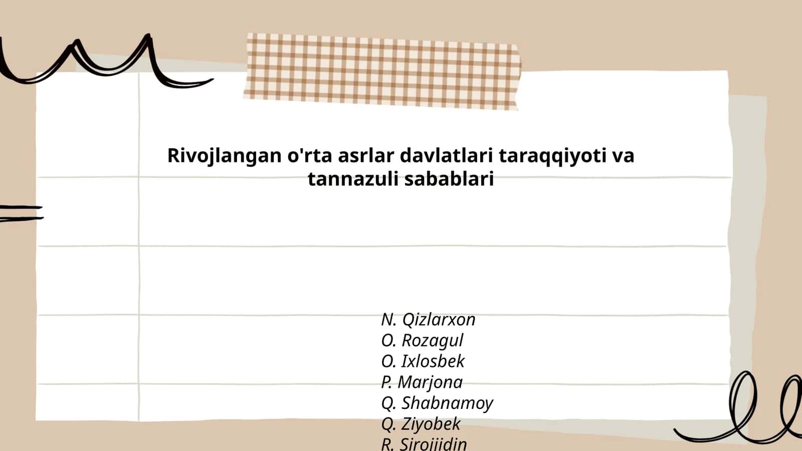 Rivojlangan o'rta asrlar davlatlari taraqqiyoti va tannazuli sabablari 1