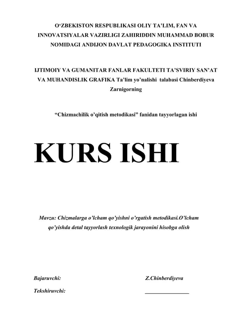 Chizmachilik o’qitish metodikasi 1