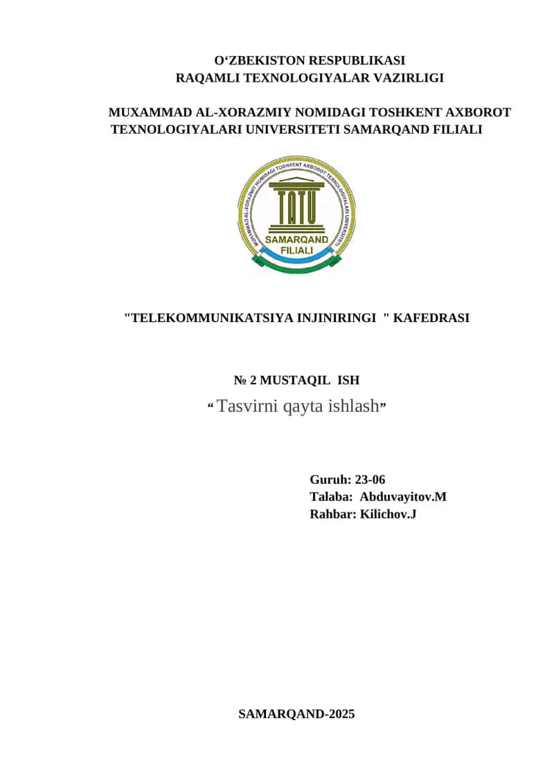 Tasvirlarni qayta ishlash 1