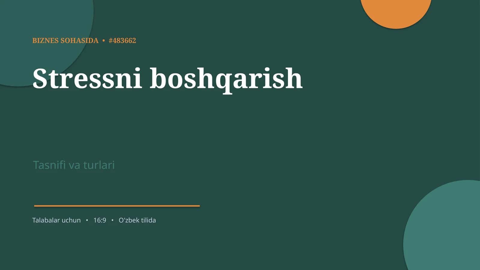Stressni boshqarish 1