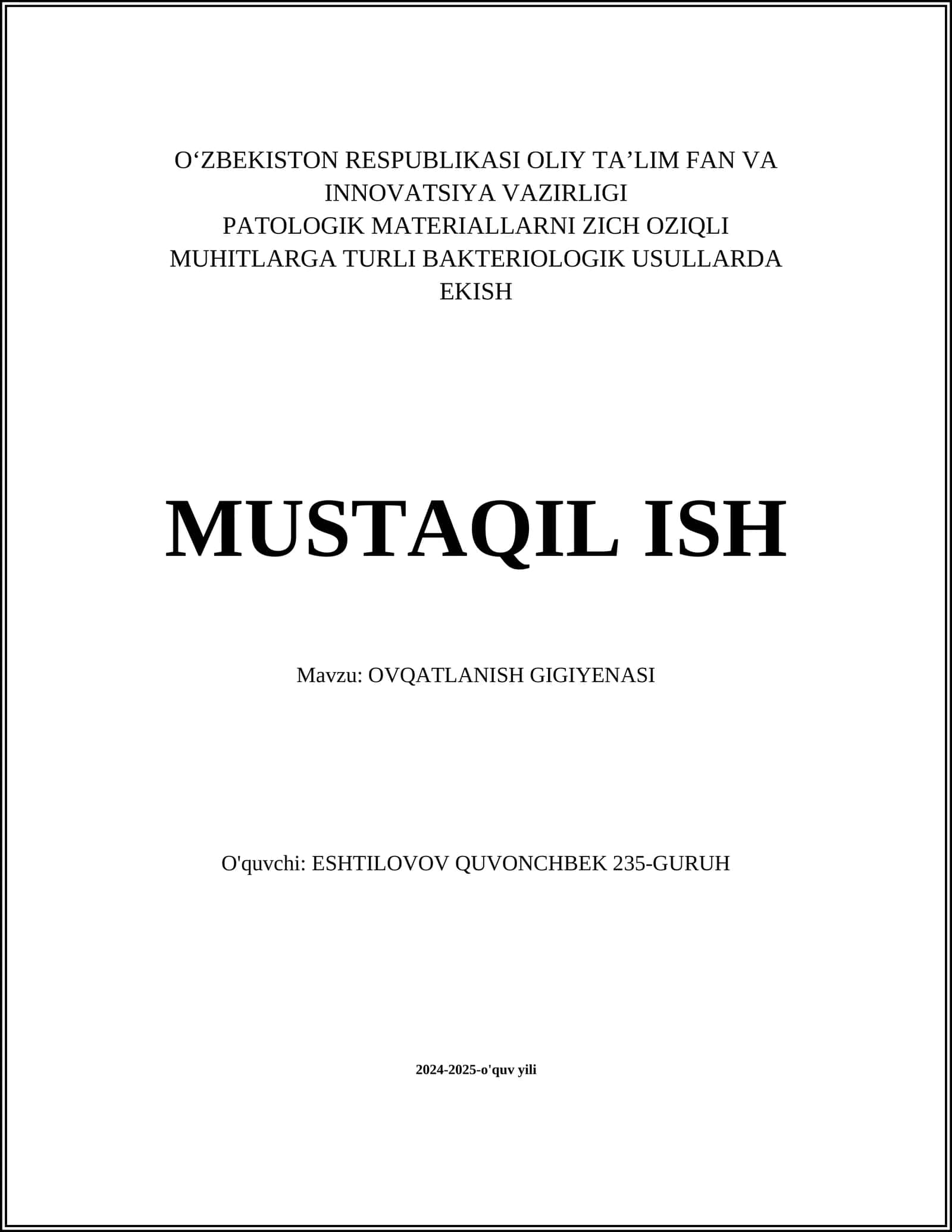 OVQATLANISH GIGIYENASI 1