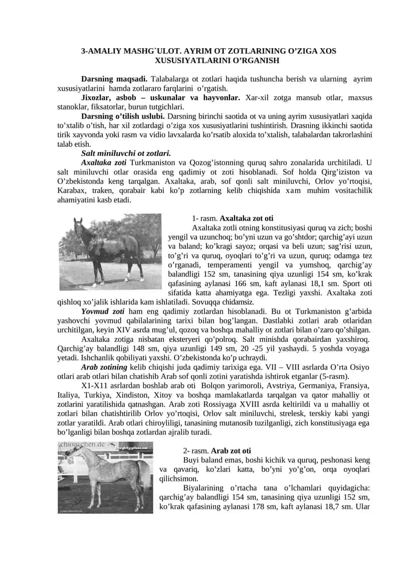 Axaltaka zoti Turkmaniston va Qozog’istonning quruq sahro zonalarida urchitiladi 1