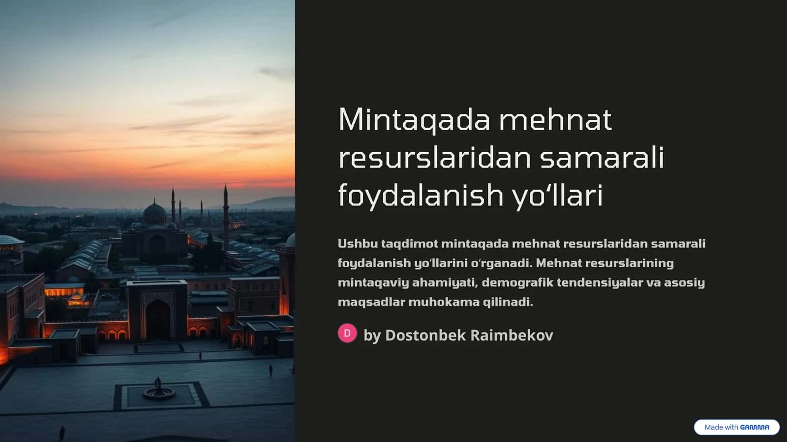 Mintaqada mehnat resurslaridan samarali foydalanish yoʻllari 1