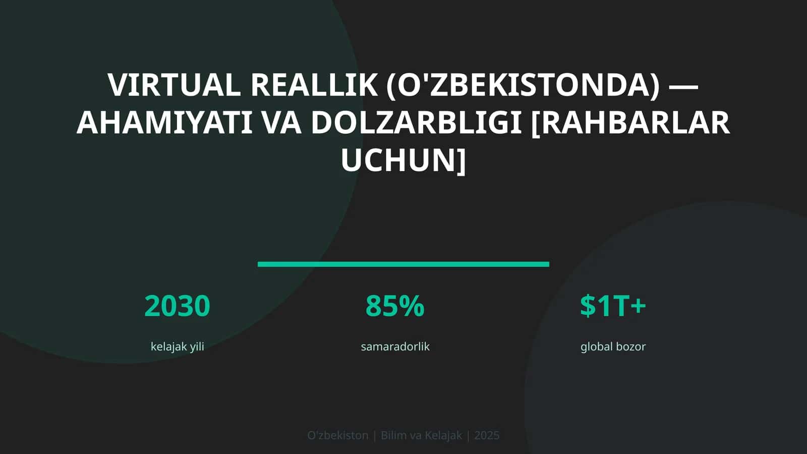 Virtual reallik (O'zbekistonda) — ahamiyati va dolzarbligi [rahbarlar uchun] 1