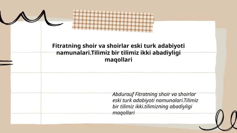 Fitratning shoir va shoirlar eski turk adabiyoti namunalari 1