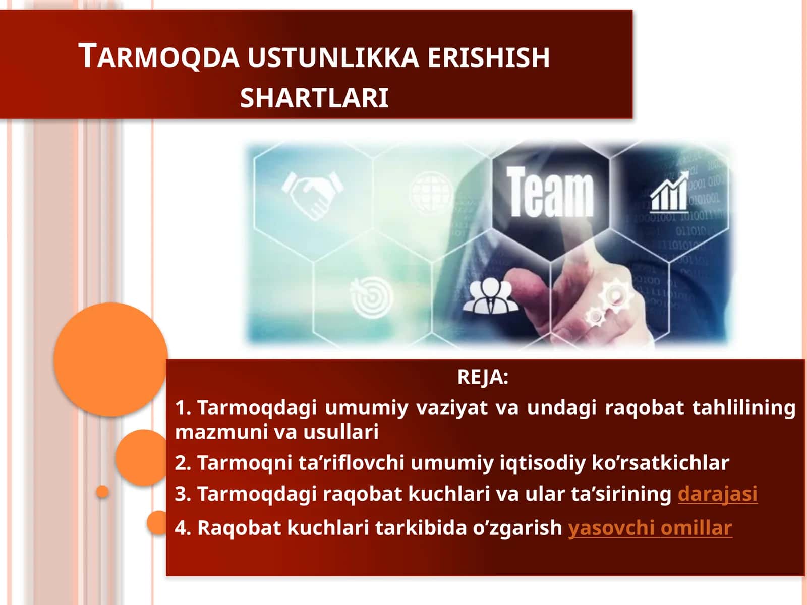 Tarmoqda ustunlikka erishish shartlari 1