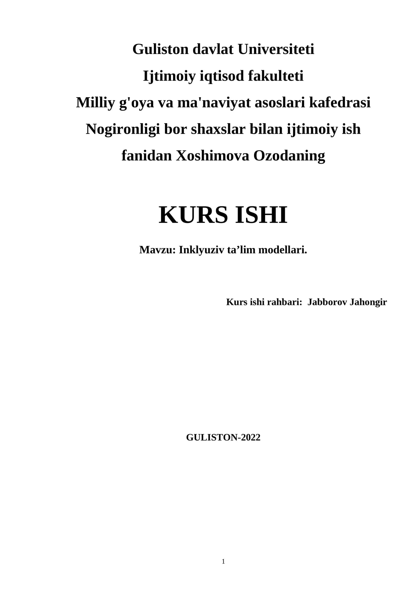 Inklyuziv ta’lim modellari 1
