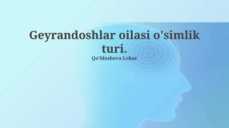 Geyrandoshlar oilasi o'simlik turi 1