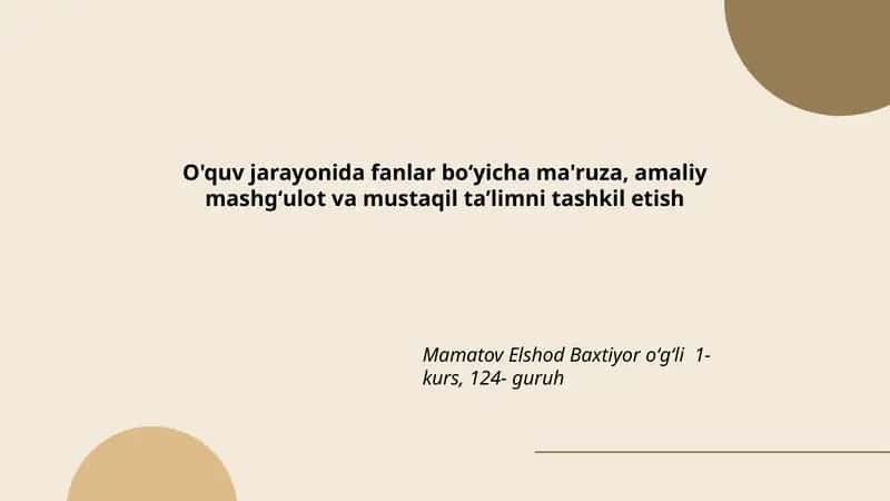 Ma'ruzalar Tashkiliyot 1