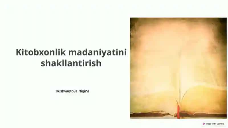 Kitobxonlik madaniyatini shakllantirish