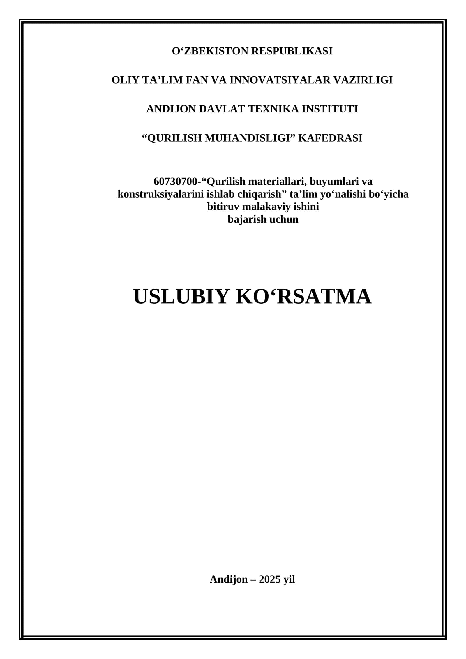 QURILISH MUHANDISLIGI KAFEDRASI 1