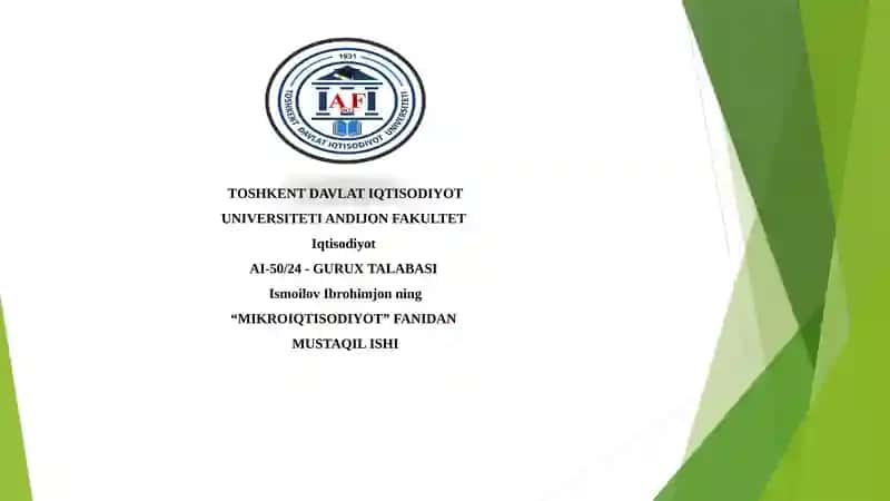"MIKROIQTISODIYOT"FANIDAN MUSTAQIL ISHI 1