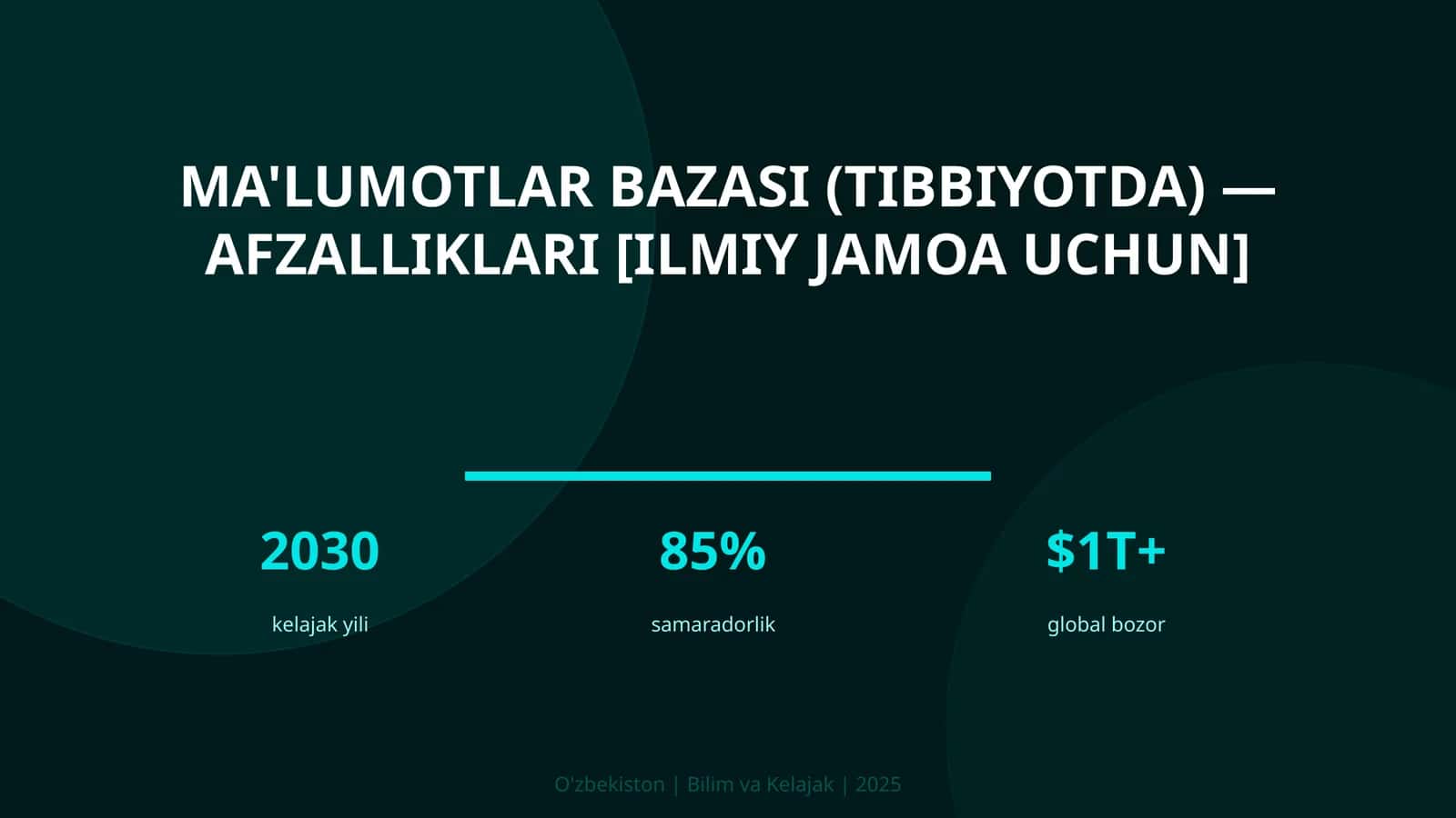 Ma'lumotlar bazasi (tibbiyotda) — afzalliklari [ilmiy jamoa uchun] 1