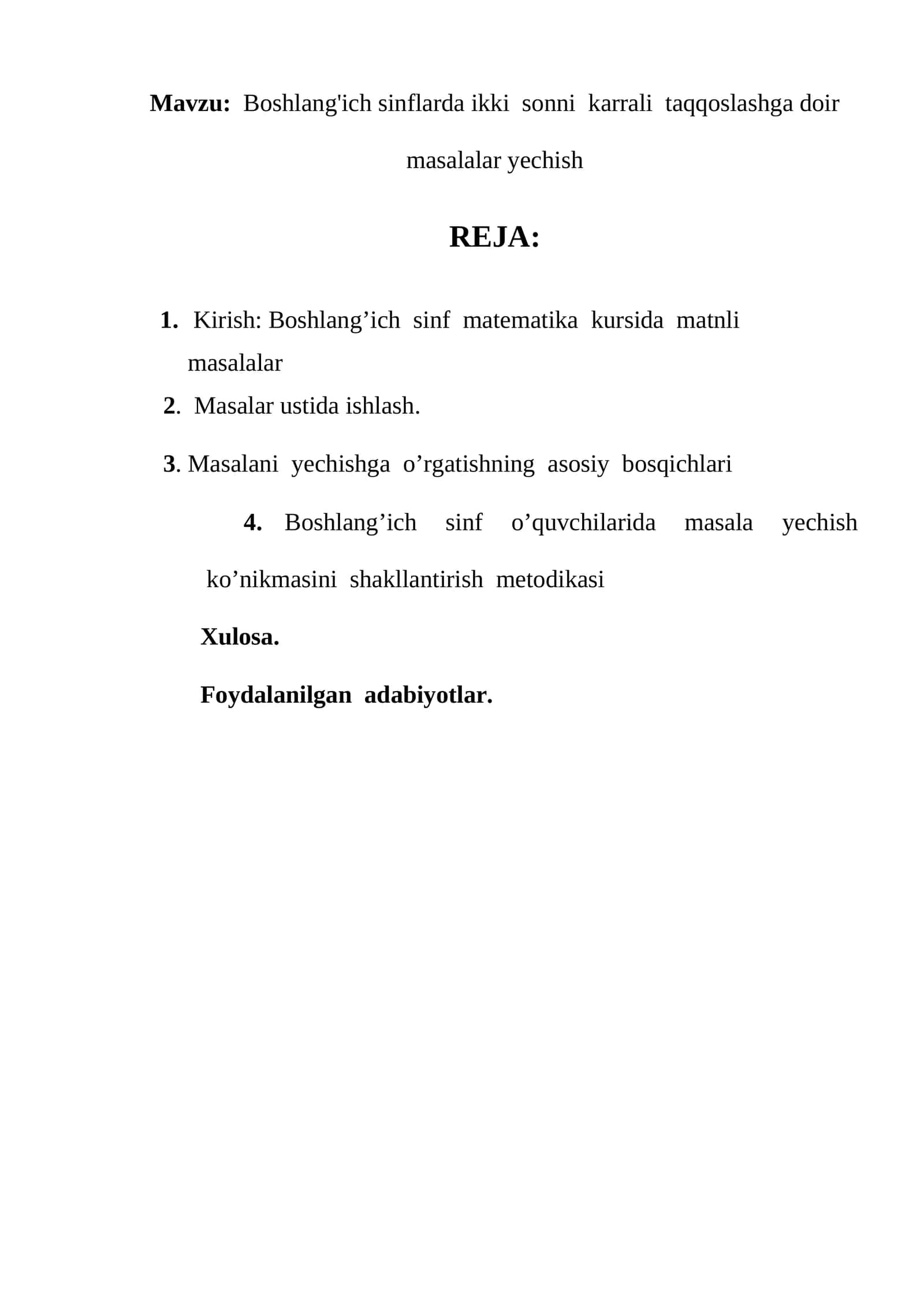 Boshlang'ich sinflarda ikki sonni karrali taqqoslashga doir masalalar yechish 1