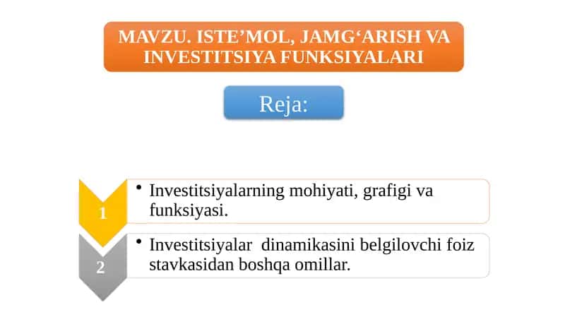 Investitsiyalarning mohiyati, grafiki va funksiyasi 1