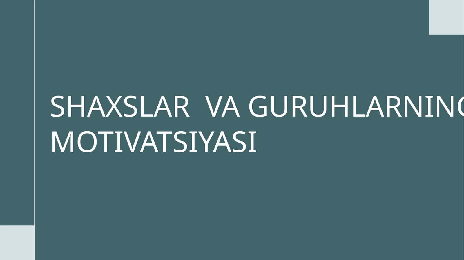 SHAXSLAR VA GURUHLARNING MOTIVATSIYASI 1