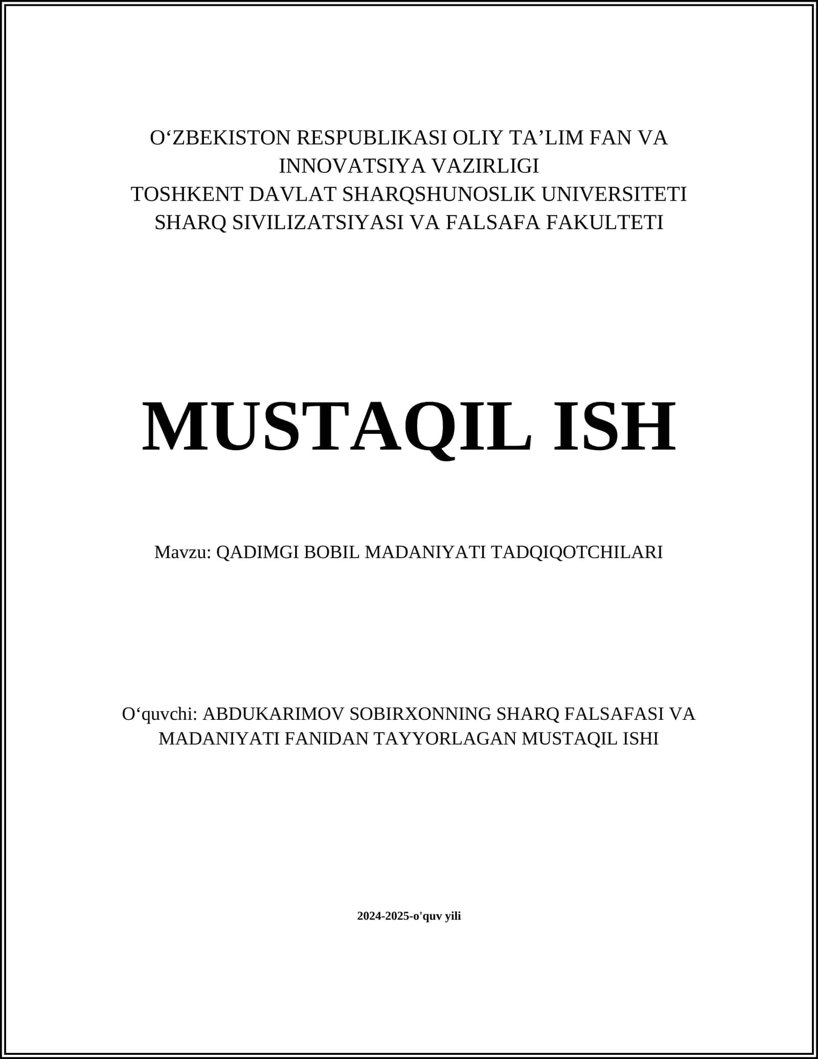 QADIMGI BOBIL MADANIYATI TADQIQOTCHILARI 1